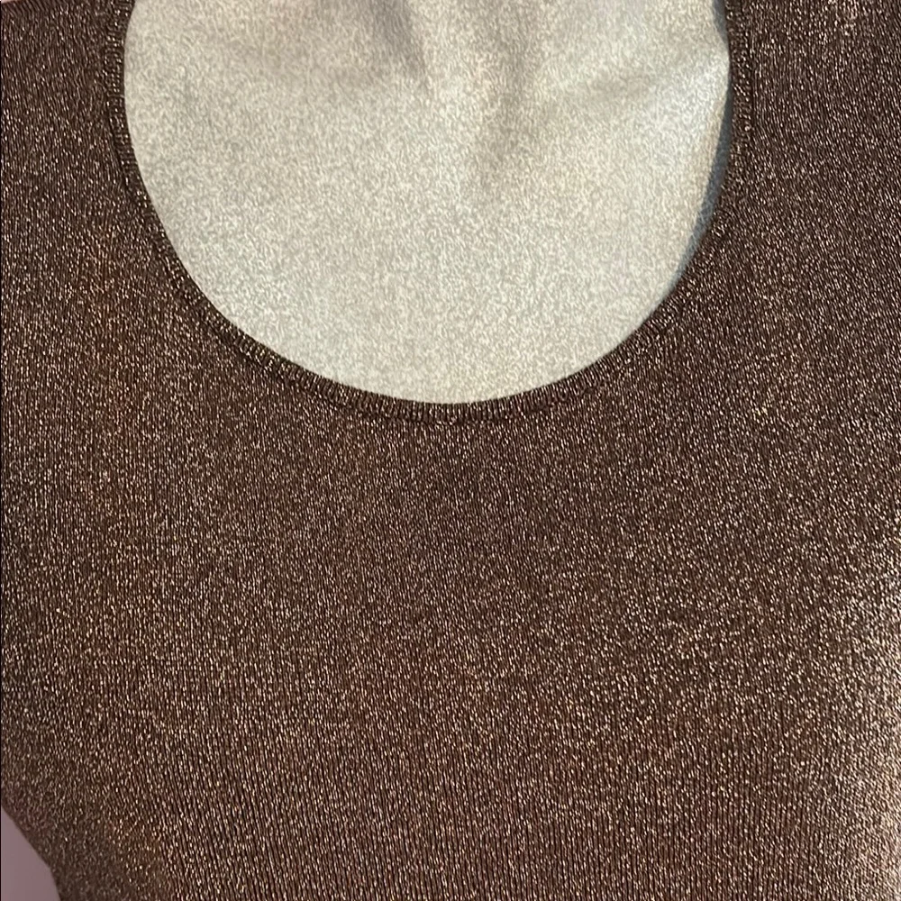 Jones New York Bronze Sparkle Fitted Cap Sleeve T-Shirt - Picture 3 of 8